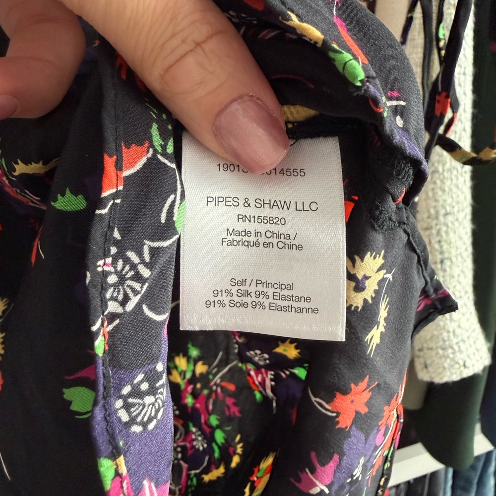 Veronica Beard Silk Black Floral Blouse - Picture 4 of 6